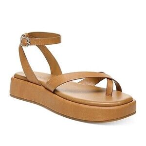 Alfani Womens 10 M Tan Smooth Trappy Flat Platform Sandals NIB HB2